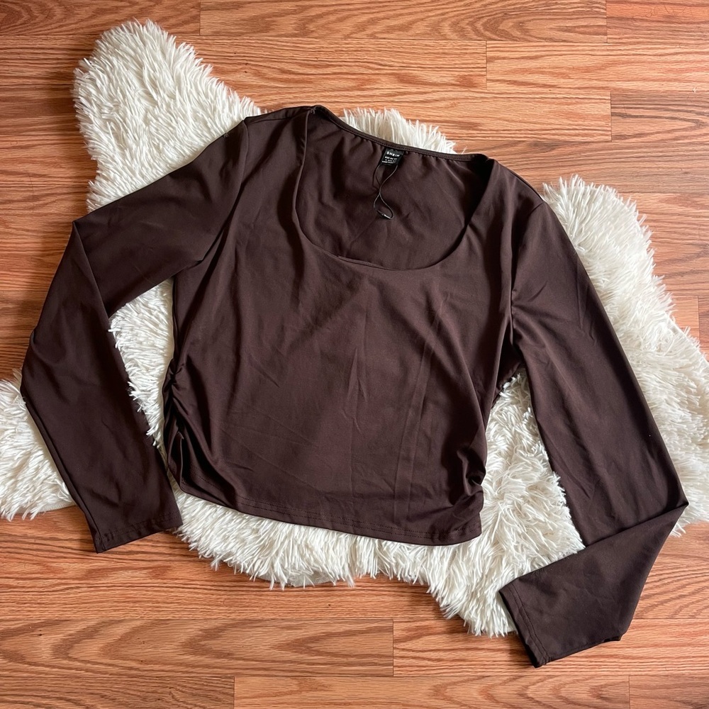 Ruched Long Sleeve Crop Top